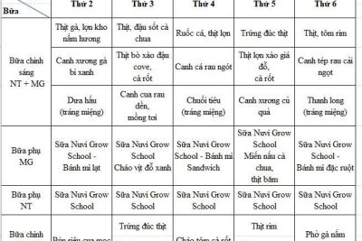 Thực đơn tháng 9 năm học 2025-2026 Trường Mầm non Liêm Chung